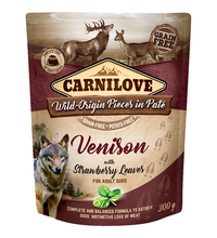 carnilove-venison-with-strawberry-leaves-for-adult-dogs-wet-food-pouches-12x300g -1