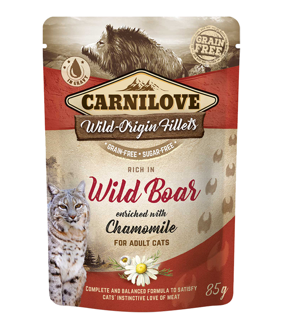 carnilove-wild-boar-enriched-with-chamomile-for-adult-cats-wet-food-pouches-24x85g -1