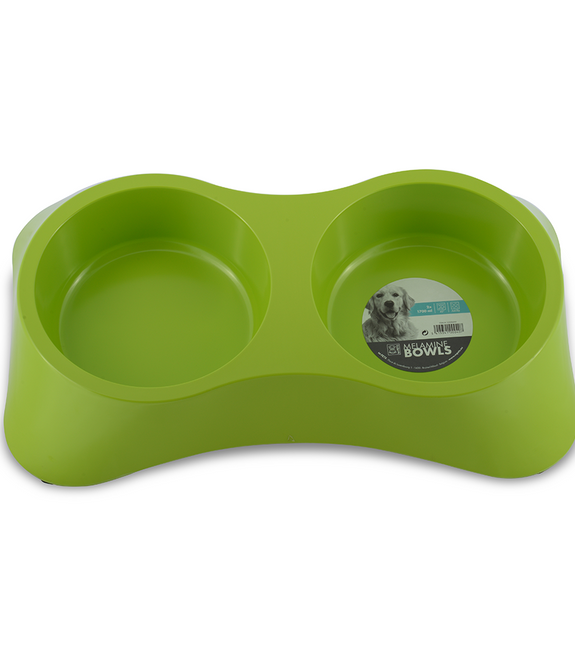 M-PETS Melamine Double Bowl Green 2x1700ml