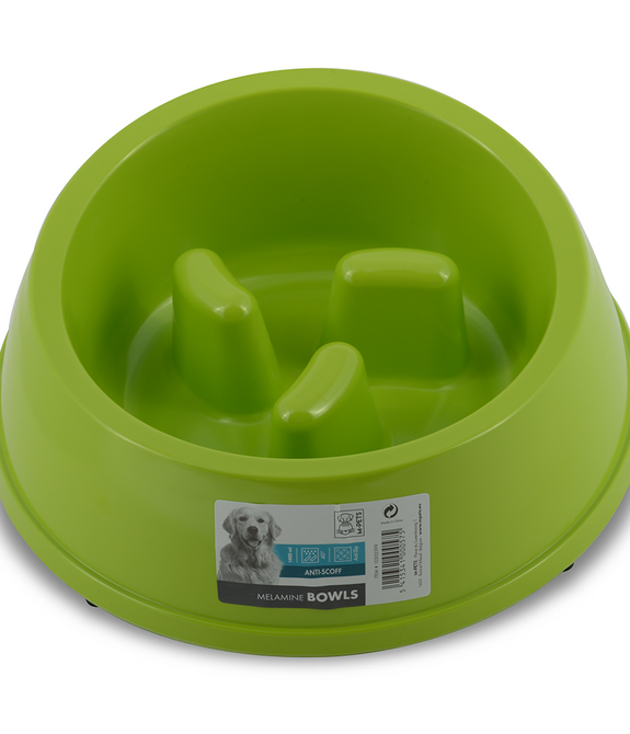 M-PETS Melamine High Back Slow Down Bowl Green 1400ml