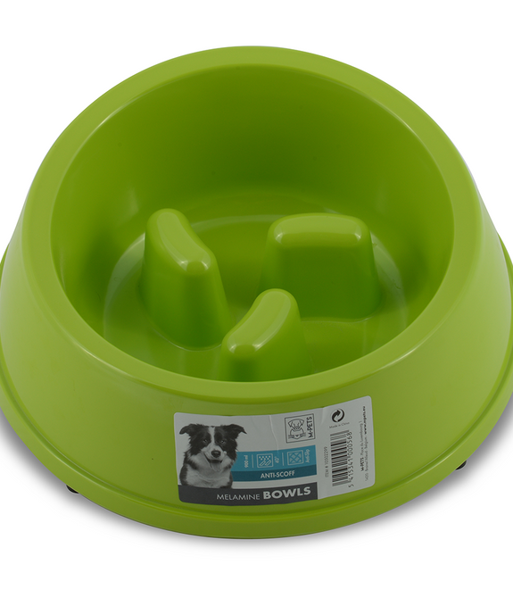 M-PETS Melamine High Back Slow Down Bowl Green 900ml