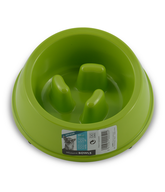 M-PETS Melamine High Back Slow Down Bowl Green 250ml