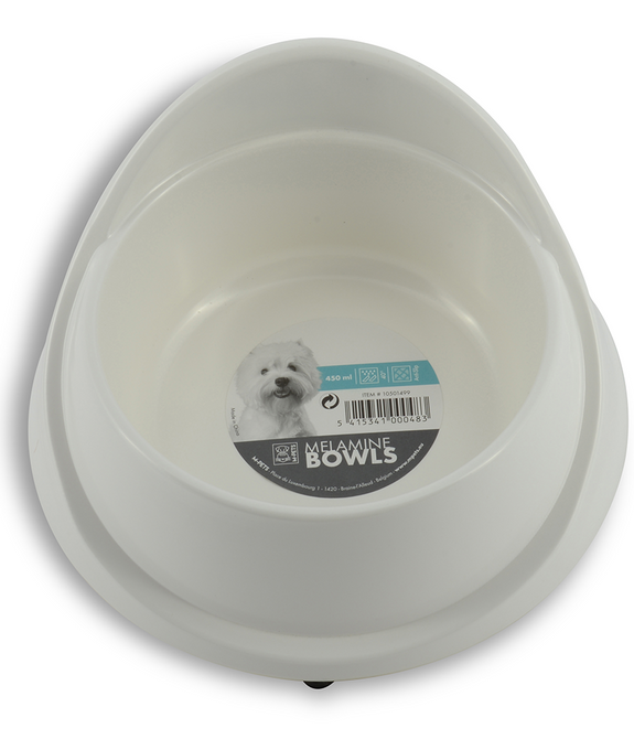 M-PETS Melamine Single Fashion Bowl White 450ml