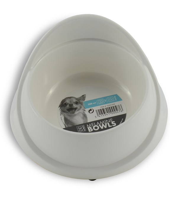 M-PETS Melamine Single Fashion Bowl White 300ml