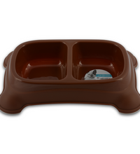 M-PETS Plastic Double Bowl Brown 2x650ml