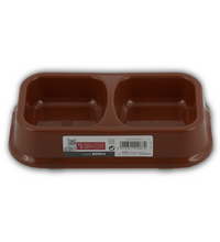 M-PETS Plastic Double Bowl Brown 2x150ml