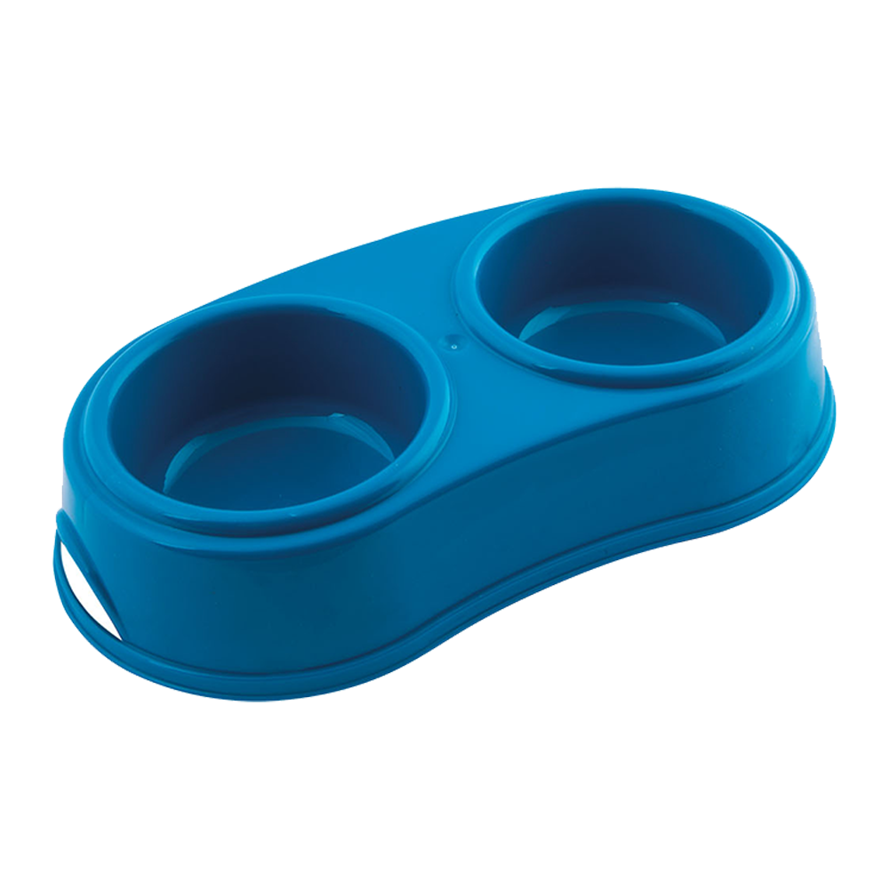 Georplast Plastic Double Antislip Pet Bowl M Blue