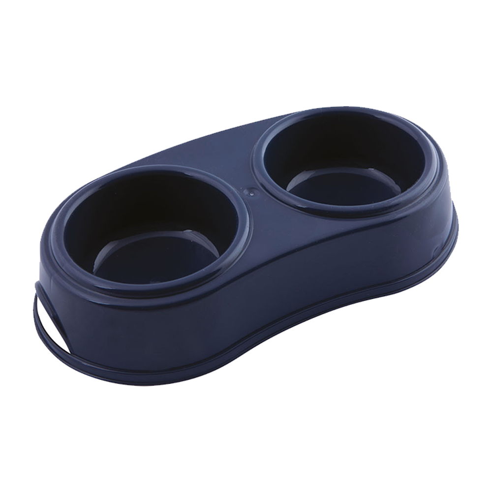 Georplast Plastic Double Antislip Pet Bowl L Navy Blue