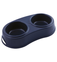 Georplast Plastic Double Antislip Pet Bowl L Navy Blue