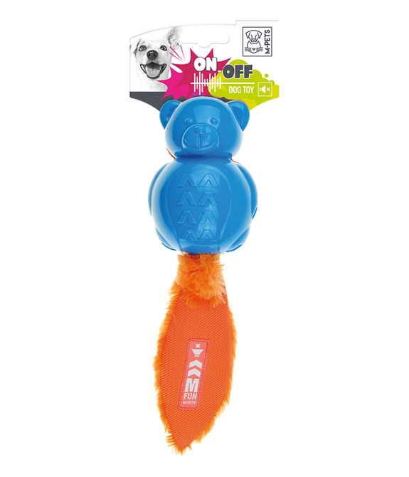 M-PETS On/Off Teddy Blue & Orange Dog Toy