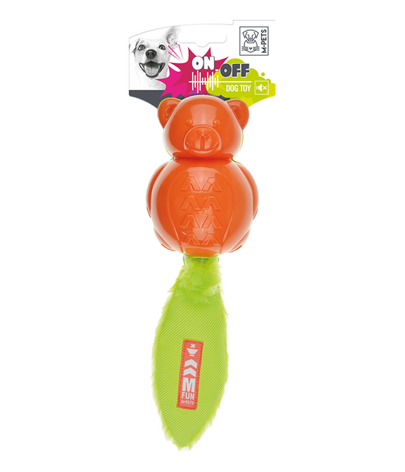 M-PETS On/Off Teddy Orange & Green Dog Toy